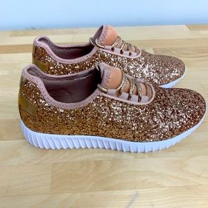Glitter Tennis Shoes Rose Gold